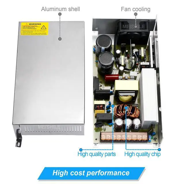 Alt view image 3 of 7 - 12V 100A 1200W DC Switching Power supply Adapter PSU AC-DC 12Volt Industrial Transformer Converter 0-80/50amps LED drive Lamp Meter Semiconductor Motor Pump Winch Stereos Amplifier Fan SMPS 110V/220V