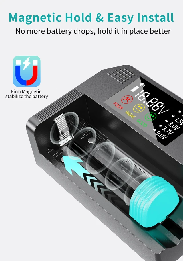 Alt view image 4 of 7 - Magnetic Battery Tester for AAA AA C D 9V, Button Cell & Rechargeables