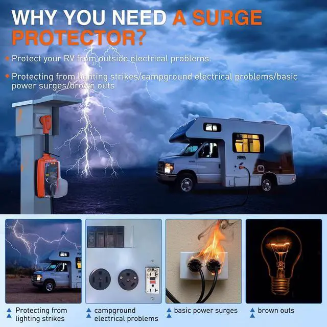 Alt view image 2 of 7 - 50 to 30 Amp RV Surge Protector 4200 Joules 14-50P to TT-30R | RV Power Adapter Voltage Monitor Converter 125V/3750W Waterproof Circuit Analyzer w/Extension Cord for Camper travel trailer