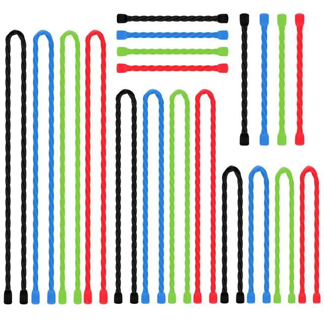 Main image of 20 PCS Silicone Twist Ties Reusable Cable Ties Steel-Core Straps for Organizing Bundling and Holding All Purpose Bendable Cord Tie for Indoor Outdoor 4 6 12 18 24 inch (4 Colors)