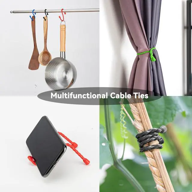 Alt view image 6 of 7 - 20 PCS Silicone Twist Ties Reusable Cable Ties Steel-Core Straps for Organizing Bundling and Holding All Purpose Bendable Cord Tie for Indoor Outdoor 4 6 12 18 24 inch (4 Colors)