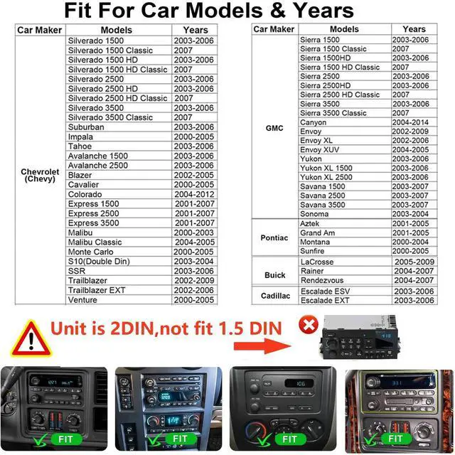 Alt view image 3 of 7 - Car Radio Stereo for Chevy Silverado SSR Tahoe Suburban Avalanche GMC Sierra Yukon 2003-2006 /Colorado Canyon 2004-2012/CarPlay Android Auto GPS Navi WiFi, Backup Camera, Physical Button Knob SWC