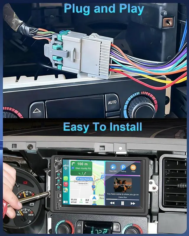 Alt view image 4 of 7 - Car Radio Stereo for Chevy Silverado SSR Tahoe Suburban Avalanche GMC Sierra Yukon 2003-2006 /Colorado Canyon 2004-2012/CarPlay Android Auto GPS Navi WiFi, Backup Camera, Physical Button Knob SWC