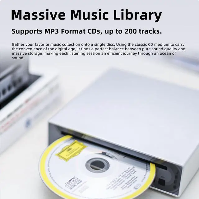 Alt view image 3 of 6 - SMSL PL100PRO CD Player, Dual CS43131 DAC Chip Lossless MQA Playback CD-R/CD-RW/MP3 Disc, XLR/RCA/Optical/Coaxial/3.5mm/4.4mm Headphone Output, Compact HiFi CD Player for Home Audio