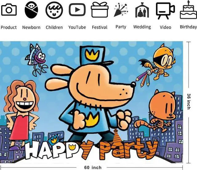 Alt view image 3 of 6 - Dog Cartoon Man Birthday Party Decorations, 5x3ft Happy Birthday Backdrop Banner Theme for Dog Party Decorations Indoor Outdoor