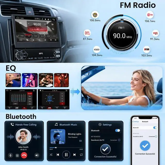 Alt view image 5 of 7 - Single Din Flip Out IPS Touchscreen Car Stereo, 7inch Car Stereo with Bluetooth Car Audio Receivers, Backup Camera, FM Radio/Mirror Link/USB/AUX/TF/Type-C Fast Charging
