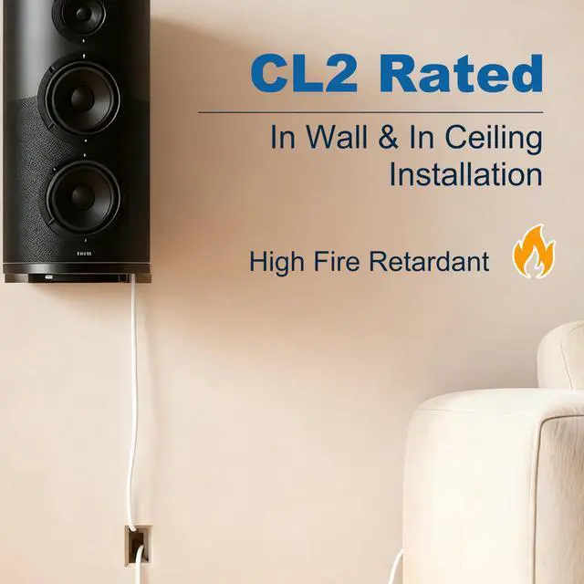 Alt view image 4 of 6 - 14/4 Gauge AWG Outdoor Speaker Wire Bulk 25 FT, LLDPE UV Resistant Low Voltage CCA 4 Conductors Cable, CL2 in-Wall Burial for Home Theater,Car Audio,Automotive,Trailer-White