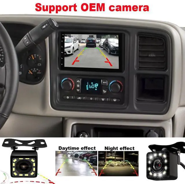 Alt view image 4 of 7 - QLED Radio for Chevy Chevrolet Silverado SSR Tahoe 2003-2006,GMC Siera Yukon 2003-2006,Hummer H2 2003-2007,CarPlay Android Auto Ready,Steering Wheel Control,Free Back Camera