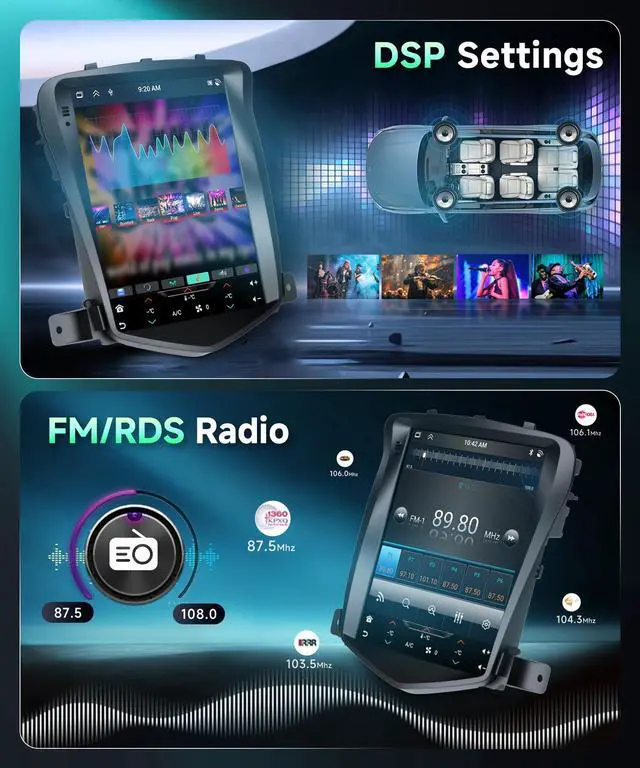 Alt view image 6 of 7 - 8Core 6G+128G Car Stereo for Chevy Cruze 2009-2015, Android 15 Radio with DSP 32-EQ,9.7Inch IPS Vertical Touch Screen,Wireless Carplay/Android Auto,GPS,WiFi,FM/RDS,SWC,Backup Camera