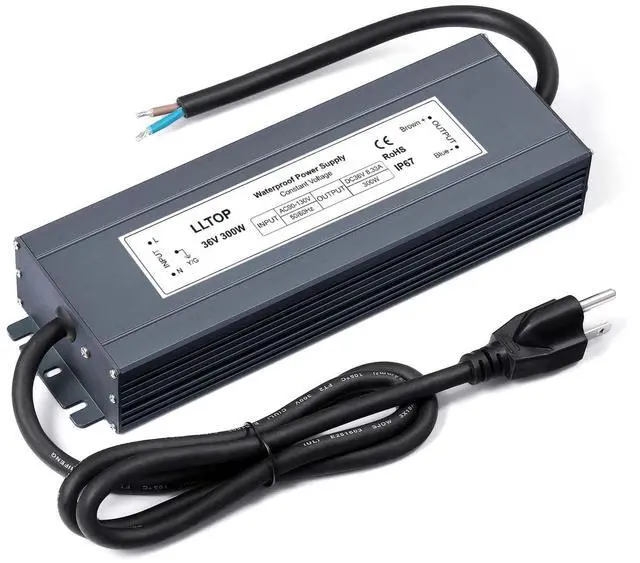 Main image of 36V DC Power Supply Waterproof IP67 Transformer 300W 8.33A | AC100-130V Input, Aluminum Case, Constant Voltage Converter, Outdoor Transformer for LED Lights, For Pump Humidifier