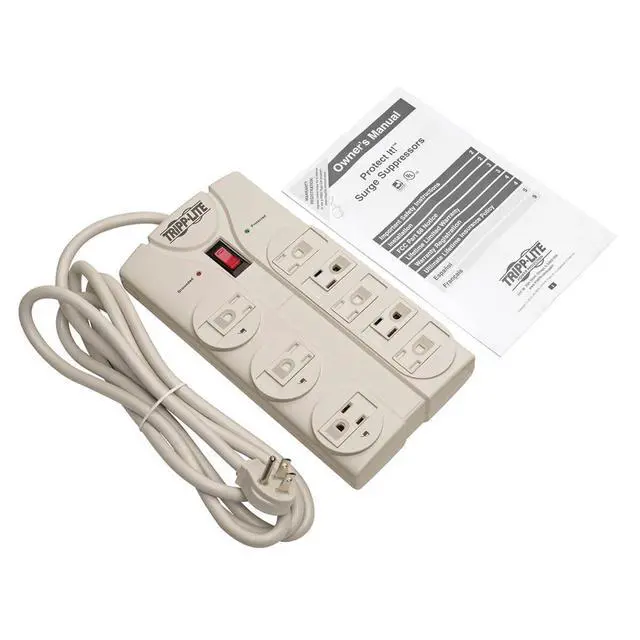 Alt view image 7 of 7 - Eaton Series TLP808 8 Outlet Surge Protector Power Strip with Flat Plug, 1440 Joule Rating, White, UL Listed & Certified, 8ft Extension Cord with Multiple Outlets for Home Office
