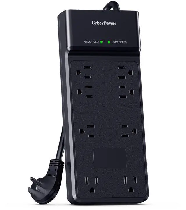 Main image of CSB806R1 Essential Surge Protector | 4800J, 125V, 15A, 8 Outlets, 6 Foot Power Cord, Black, ETL Listed
