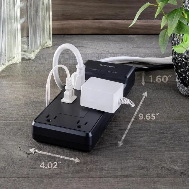 Alt view image 4 of 7 - CSB806R1 Essential Surge Protector | 4800J, 125V, 15A, 8 Outlets, 6 Foot Power Cord, Black, ETL Listed