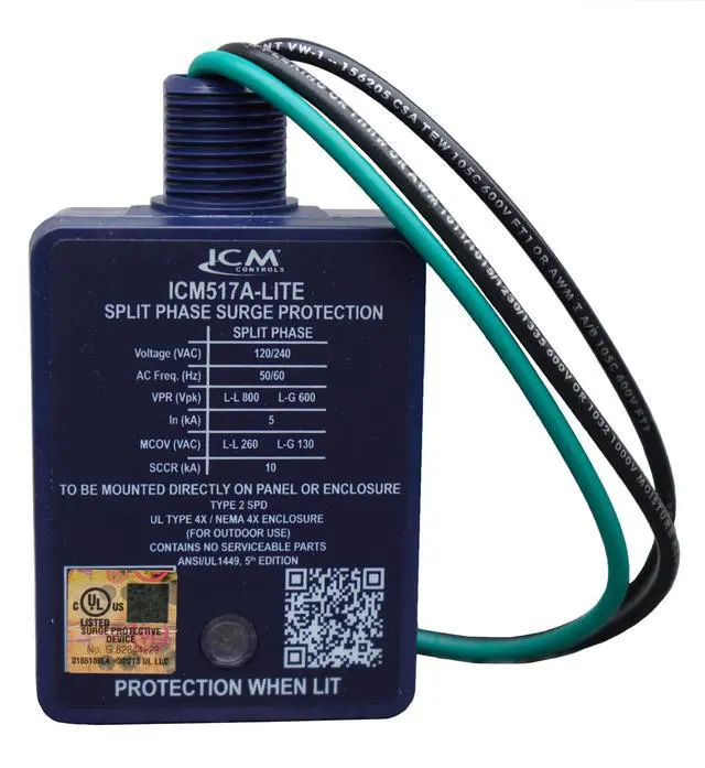 Main image of ICM517A-Lite HVAC Surge Protector, 60kA, NEMA 4X, ICM 517 Lite, UL | ICM517A-Lite Surge Protector TPMOV tech, 60kA/612J rating, NEMA 4X enclosure, UL listed, AG3000 replacement, 120/240V