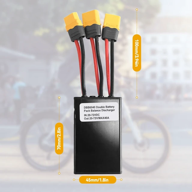Alt view image 6 of 7 - Double Battery Discharge Converter for E-Bike,DC 20V-72V DC Dual Battery Pack Switch Balancer XT60 Plug for Increase The Capacity by Connecting Two Batteries in Parallel Equalization Module (40A)