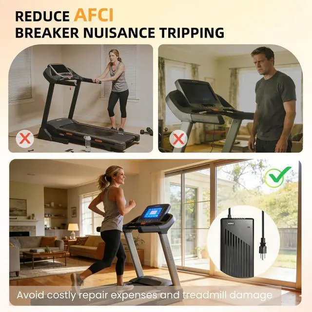 Alt view image 4 of 7 - ARC Filter Surge Protector, Compatible with Gold's Gym Epic Nordictrack, Proform and Weslo Treadmills, Prevents AFCI Breaker False Tripping, Keeps Treadmills Running Stably