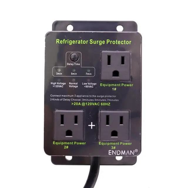 Alt view image 3 of 6 - Refrigerator Surge Protector Voltage Protector for Home Appliances | with Three Outlet with Time Delay, Protects Against Brownout, Spike, Instant Surge All Voltage Abnormalities