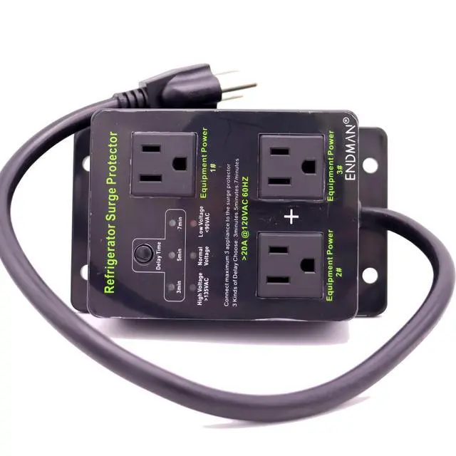 Alt view image 5 of 6 - Refrigerator Surge Protector Voltage Protector for Home Appliances | with Three Outlet with Time Delay, Protects Against Brownout, Spike, Instant Surge All Voltage Abnormalities