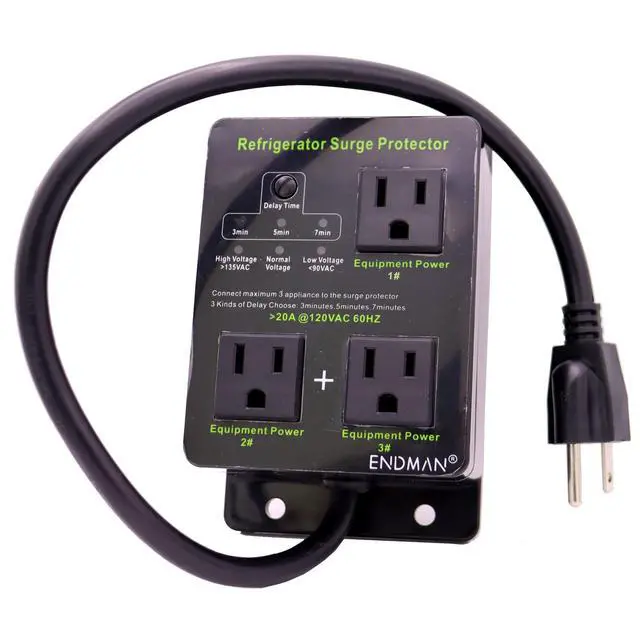 Alt view image 6 of 6 - Refrigerator Surge Protector Voltage Protector for Home Appliances | with Three Outlet with Time Delay, Protects Against Brownout, Spike, Instant Surge All Voltage Abnormalities