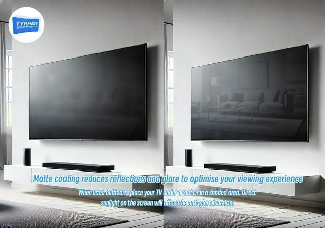 Alt view image 3 of 7 - Anti Glare Film for TV 65 and 65 inch Narrow, Anti Blue Light Screen Frosted Film, New Upgrade Frosted Surface Anti Scratch,65 In Glare TV Screen Protector