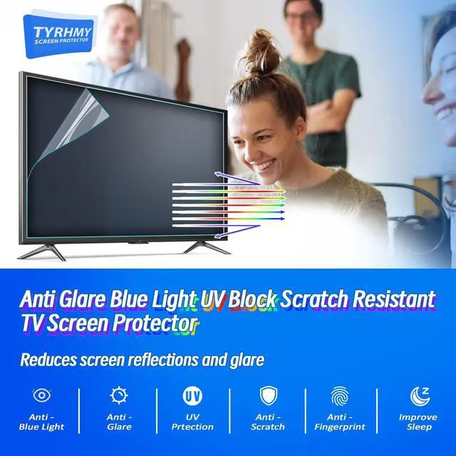 Alt view image 2 of 7 - Anti Glare Film for TV 65 and 65 inch Narrow, Anti Blue Light Screen Frosted Film, New Upgrade Frosted Surface Anti Scratch,65 In Glare TV Screen Protector