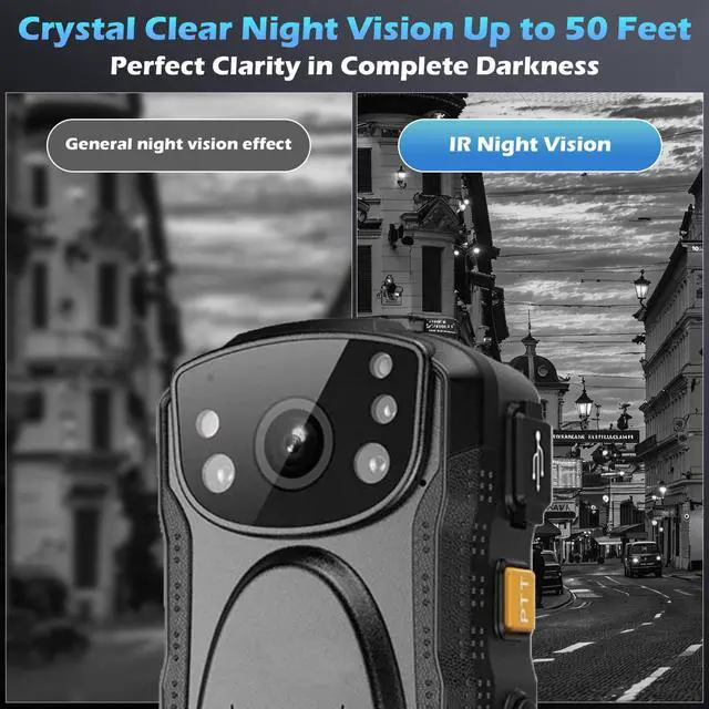 Alt view image 4 of 7 - PatrolMaster 1296P UHD Body Camera with Audio, 2 Inch Display, Night Vision, Waterproof, Shockproof, Body Worn with Compact Design, Police Use (64GB)