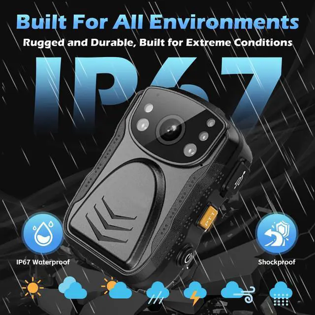 Alt view image 5 of 7 - PatrolMaster 1296P UHD Body Camera with Audio, 2 Inch Display, Night Vision, Waterproof, Shockproof, Body Worn with Compact Design, Police Use (64GB)