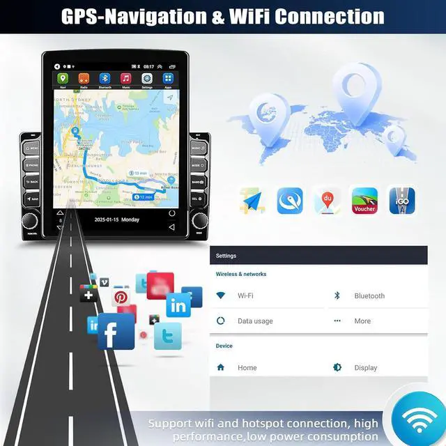 Alt view image 3 of 7 - Car Radio for Ford F250 F350 Super Duty 2008 2009 2010 2011 2012 2013-2016 | Car Stereo with Wireless Carplay Android Auto Bluetooth Touch Screen with WiFi FM GPS SWC Backup Camera