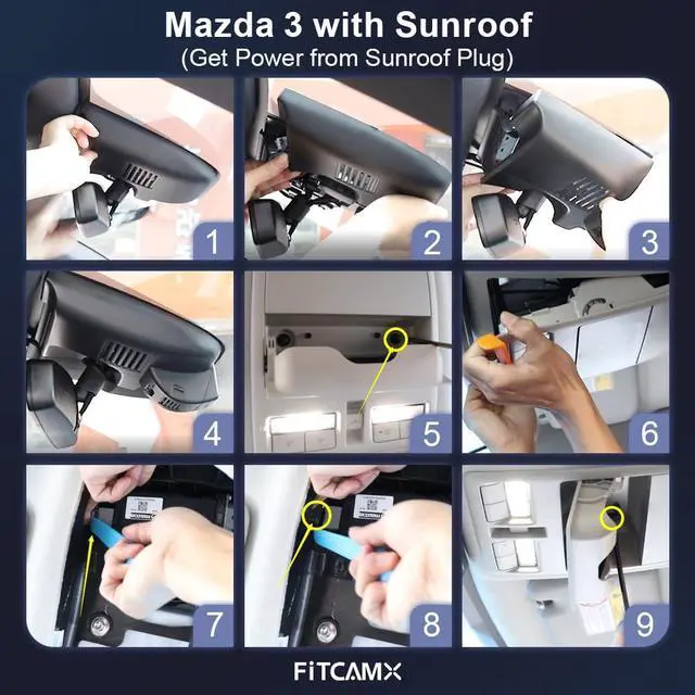 Alt view image 5 of 6 - 4K Dash Cam Suitable for Mazda 3 2024-2026 Sedan Hatchback (with Sunroof), OEM Factory Look, UHD 2160P Video, WiFi & APP, Loop Recording, Parking Sensor, Easy to Install, 64GB Card