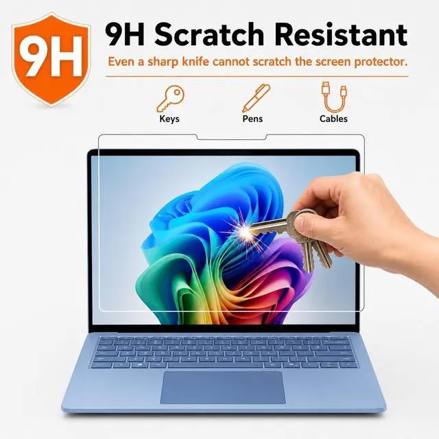 Alt view image 4 of 7 - ArmorShield Screen Protector for Surface Laptop 8/ Laptop 7 13.8" | 9H Tempered Glass Protective Film, Scratch Resistant, Reinforced Protection, Anti-Fingerprint, 2 Pack