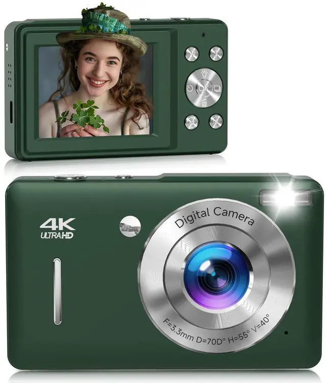 Main image of Digital Camera, 44MP FHD 1080P Digital Point and Shoot Camera with Anti Shake, Smile Capture 16X Zoom, Compact Small Camera for Teens Girls Kids Adults(Green)