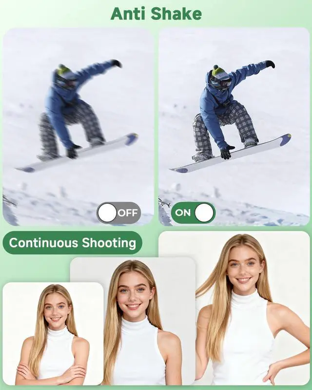 Alt view image 3 of 7 - Digital Camera, 44MP FHD 1080P Digital Point and Shoot Camera with Anti Shake, Smile Capture 16X Zoom, Compact Small Camera for Teens Girls Kids Adults(Green)