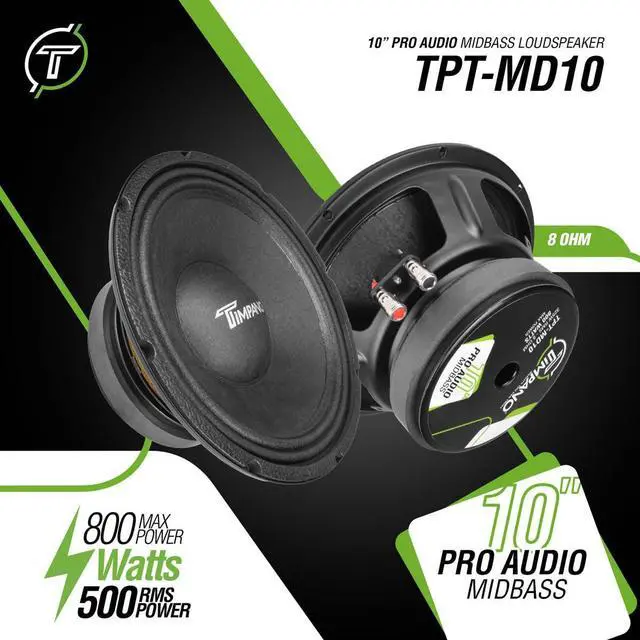 Alt view image 2 of 6 - TPT-MD10 10 Inch Midbass Speaker Pro Audio 800 Watts, 8 Ohm Mid-bass Loudspeaker for Professional and Car Audio System (Single)