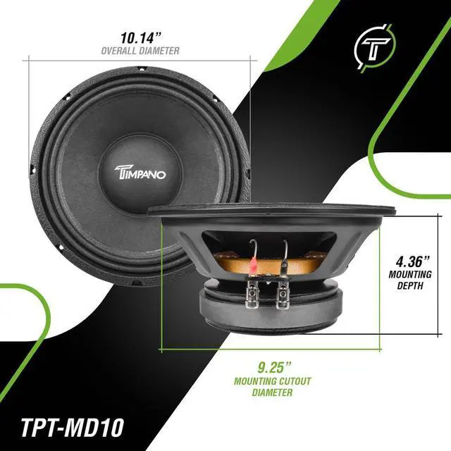 Alt view image 4 of 6 - TPT-MD10 10 Inch Midbass Speaker Pro Audio 800 Watts, 8 Ohm Mid-bass Loudspeaker for Professional and Car Audio System (Single)
