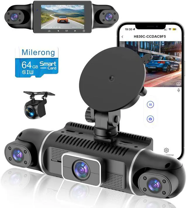 Main image of 4 Channel Dash Cam Front and Rear Inside Left Right, 360° Dash Camera | Dashcam with 5GHz WiFi & App Control, 24H Parking Monitor, Super Night Vision, G-Sensor, Loop Recording, 64GB SD Card