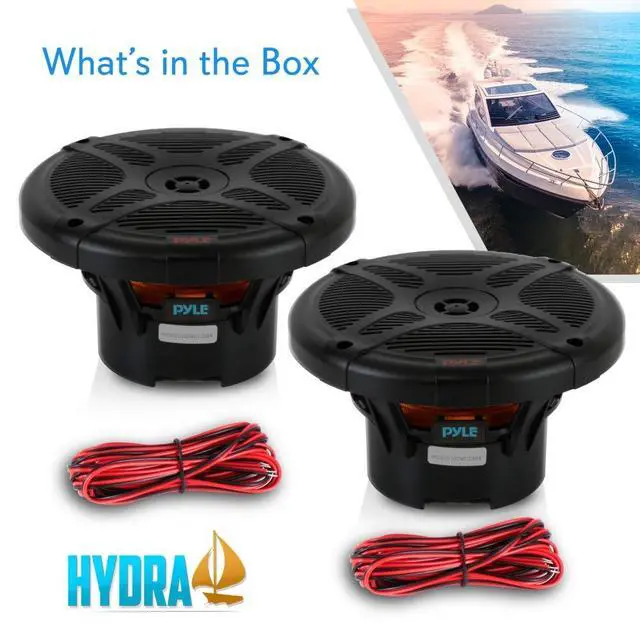 Alt view image 5 of 7 - 6.5 Inch Marine Speakers - Coaxial 2-Way Waterproof Component Speaker Pair | Audio Stereo Sound System with Wireless RF Streaming Support | 6.5" In., 600 Watt - PLMRF65SB