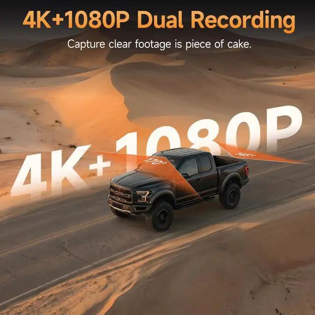Alt view image 4 of 7 - 4K+1080P Dual Dashcams for Ford F150 2018-2026 F250/F350/F450 2020-2026 | Integrated OEM Look Dashcam with 128GB Card,App&WiFi,Loop Recording,Built-in G-sensor,Collision Detection,24H Parking Monitor
