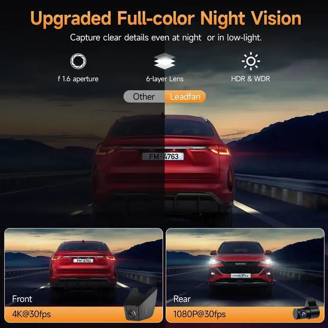 Alt view image 5 of 7 - 4K+1080P Dual Dashcams for Ford F150 2018-2026 F250/F350/F450 2020-2026 | Integrated OEM Look Dashcam with 128GB Card,App&WiFi,Loop Recording,Built-in G-sensor,Collision Detection,24H Parking Monitor