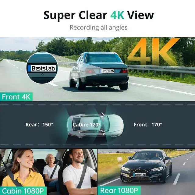 Alt view image 2 of 6 - G980H 3CH 3 Channel 360° Dash Cam, 128GB SD Card | 4K Front & 2 * 1080P Dash Cameras | 5.8G WiFi/GPS/Voice Control | 24/7 Parking Mode | 3.18" IPS Touchscreen