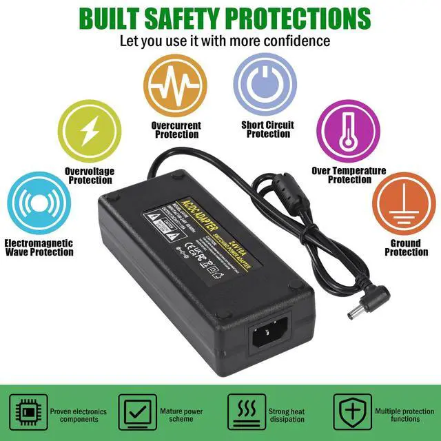 Alt view image 5 of 7 - 24V 10A Power Supply Adapter,AC 100-240V to DC 24V 10A 240W Power Adapter | 5.5mm x 2.5/2.1mm DC Output Jack,24V Low Voltage Transformers,Universal AC/DC Adapter for LED Strip LED Driver
