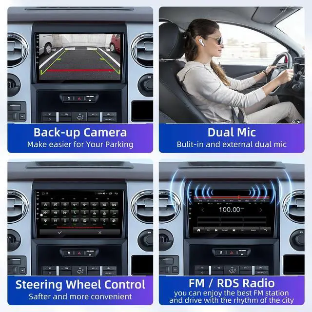 Alt view image 3 of 7 - 8Core Car Radio for Ford F150 2009-2014: 9 Inch HD Touchscreen Stereo with Wireless Carplay Android Auto 5G WiFi GPS Bluetooth FM 15EQ DSP SWC 1080P Backup Camera (Only fit Manual AC)