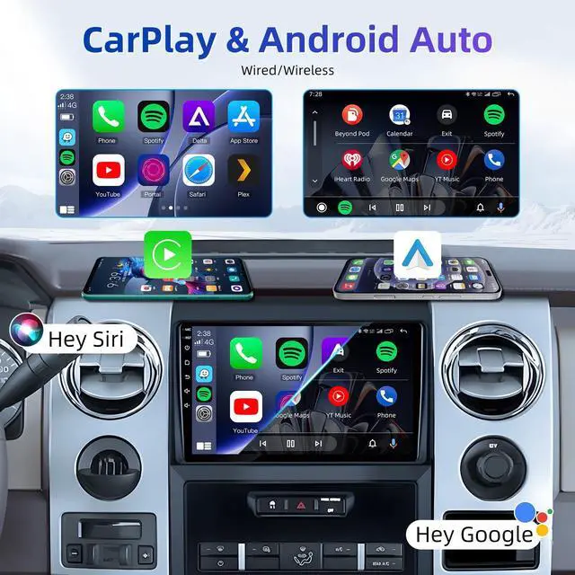 Alt view image 4 of 7 - 8Core Car Radio for Ford F150 2009-2014: 9 Inch HD Touchscreen Stereo with Wireless Carplay Android Auto 5G WiFi GPS Bluetooth FM 15EQ DSP SWC 1080P Backup Camera (Only fit Manual AC)