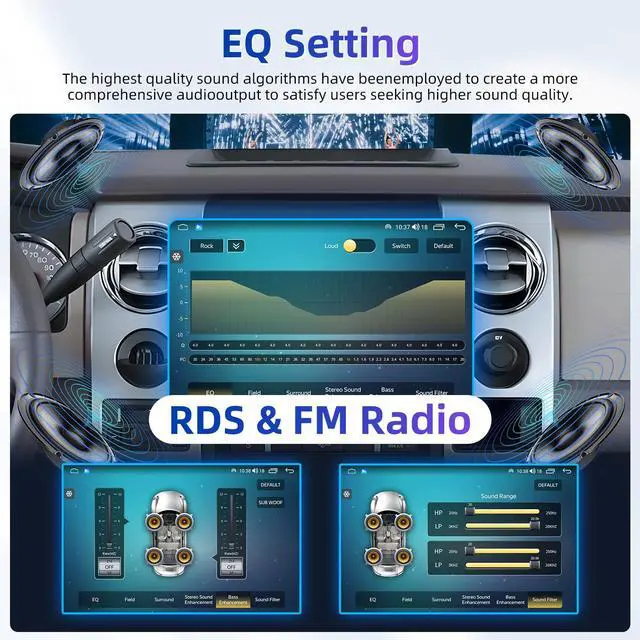 Alt view image 6 of 7 - 8Core Car Radio for Ford F150 2009-2014: 9 Inch HD Touchscreen Stereo with Wireless Carplay Android Auto 5G WiFi GPS Bluetooth FM 15EQ DSP SWC 1080P Backup Camera (Only fit Manual AC)