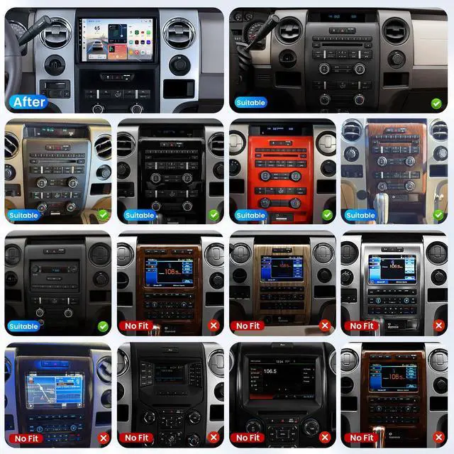 Alt view image 5 of 7 - 8Core Car Radio for Ford F150 2009-2014: 9 Inch HD Touchscreen Stereo with Wireless Carplay Android Auto 5G WiFi GPS Bluetooth FM 15EQ DSP SWC 1080P Backup Camera (Only fit Manual AC)
