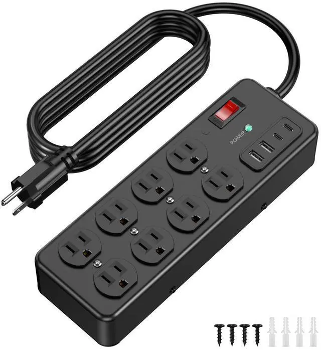 Main image of Magnetic Heavy Duty Power Strip with 2700J Surge Protector,20W,8AC | 12 AWG 6FT Extension Cord with Multiple Outlets,1USB C,1 USB A Outlet Extender for Office,Garage Workshop,ETL Listed