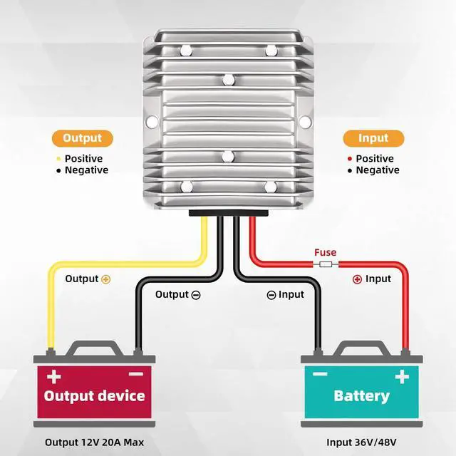 Alt view image 3 of 7 - 36V 48V to 12V Converter 20A 240W DC-DC Step Down, 48V to 12V Converter Golf Cart Voltage Regulator with Fuse Professional Waterproof Voltage Reducer for Golf Cart Club Car LED Lights