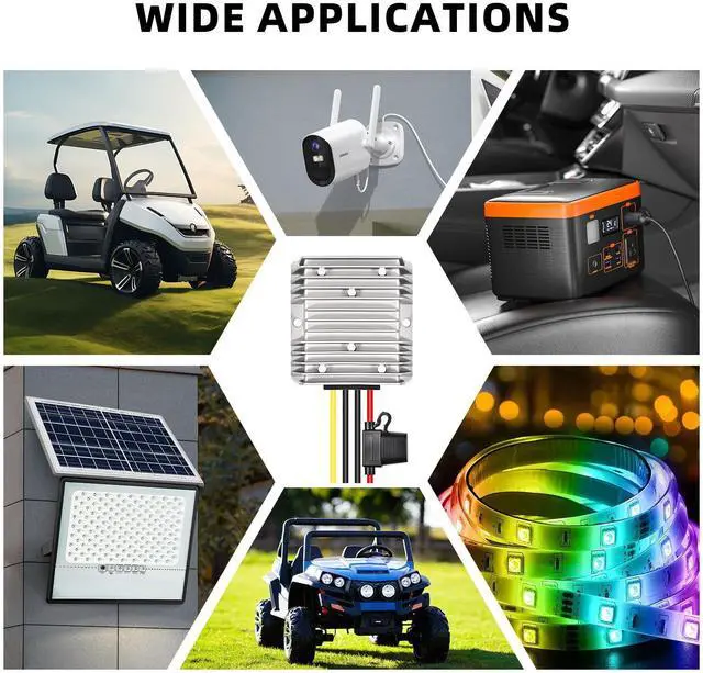 Alt view image 7 of 7 - 36V 48V to 12V Converter 20A 240W DC-DC Step Down, 48V to 12V Converter Golf Cart Voltage Regulator with Fuse Professional Waterproof Voltage Reducer for Golf Cart Club Car LED Lights