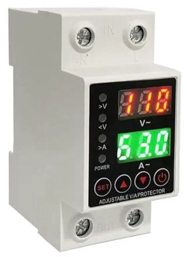Alt view image 2 of 7 - 63A Smart Voltage Protector 110V 220V, LCD Display, Adjustable Over/Under Voltage Protection, DIN Rail Mount