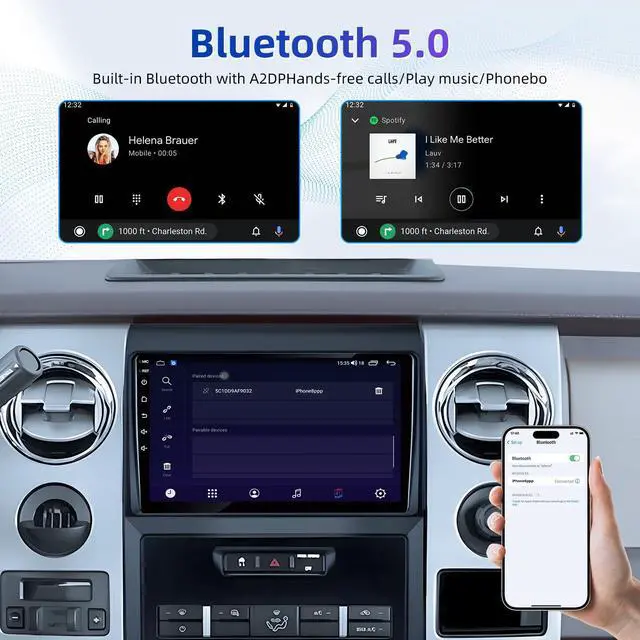 Alt view image 7 of 7 - 8Core Car Radio for Ford F150 2009-2014: 9 Inch HD Touchscreen Stereo with Wireless Carplay Android Auto 5G WiFi GPS Bluetooth FM 15EQ DSP SWC 1080P Backup Camera (Only fit Manual AC)