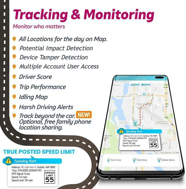 Alt view image 4 of 7 - Pro 4G No Monthly Fee 60 Seconds GPS, Live Map, Trip Replay, OBD GPS Tracker for Cars, Real Time GPS, 1 Year Data SIM, Teen Driving Alert Car Health Recall Fuel Report Activation Fee Reqd